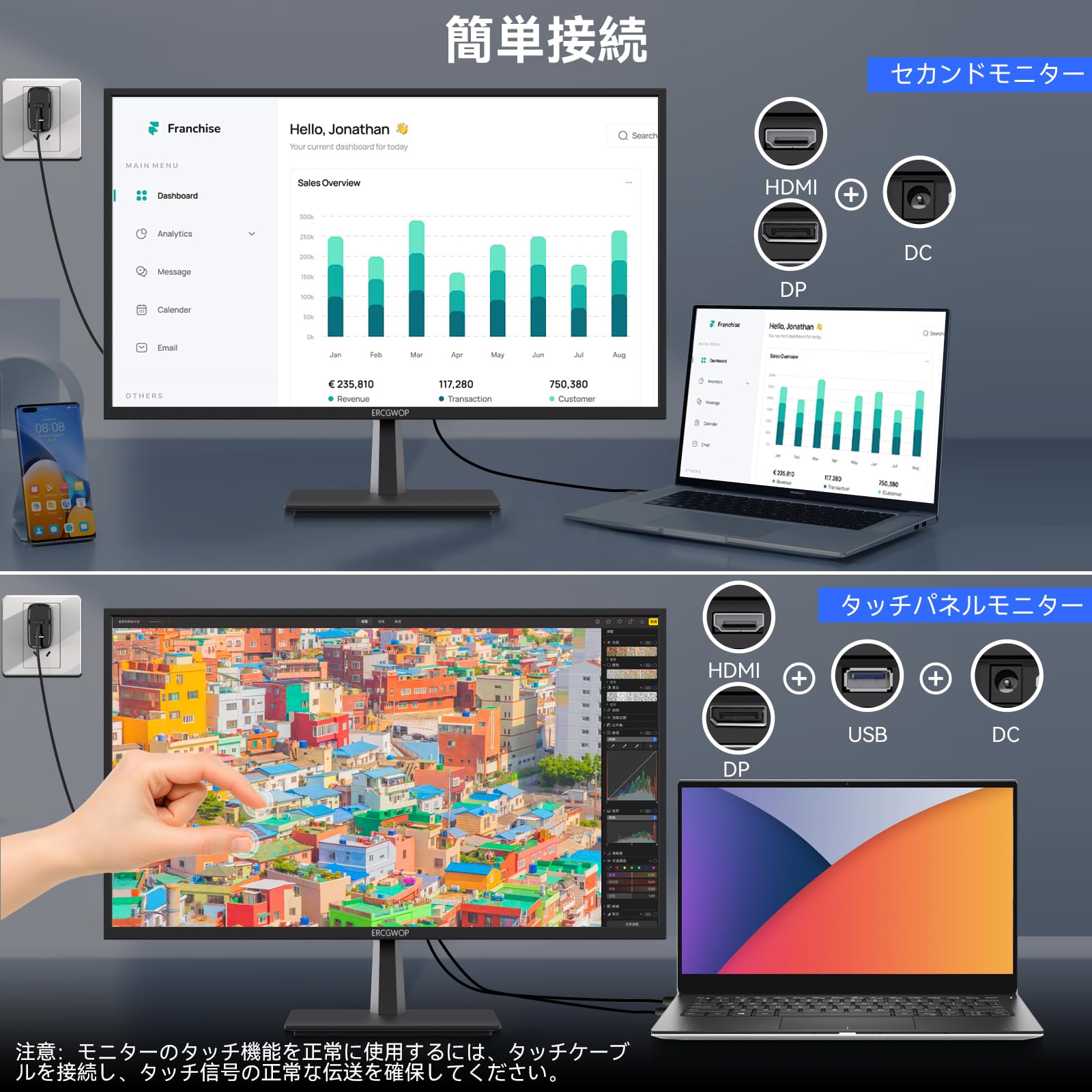 Amazon.co.jp: タッチパネル27インチ144Hzフル HD 1920x1080P PC
